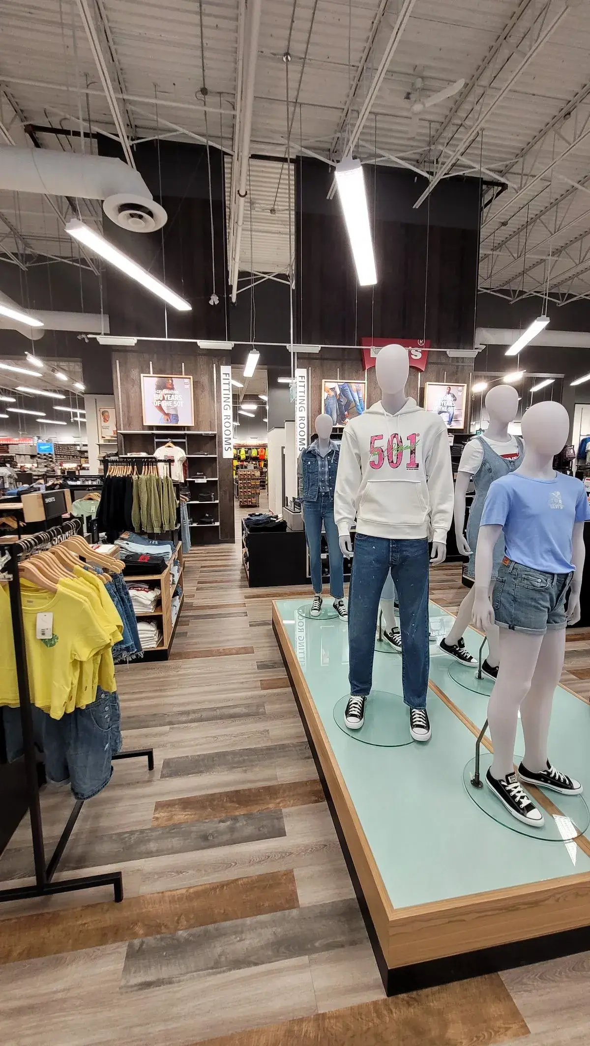 Levi's section and fitting rooms